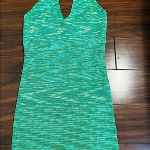 Stretchy Green Halter Knit Dress